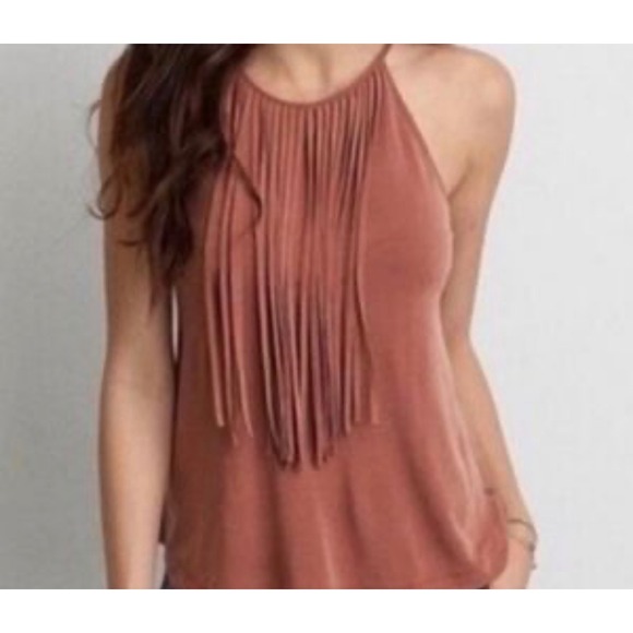 American Eagle Outfitters Tops - American Eagle Soft & Sexy Fringe Tank Top Terracotta Boho Women M